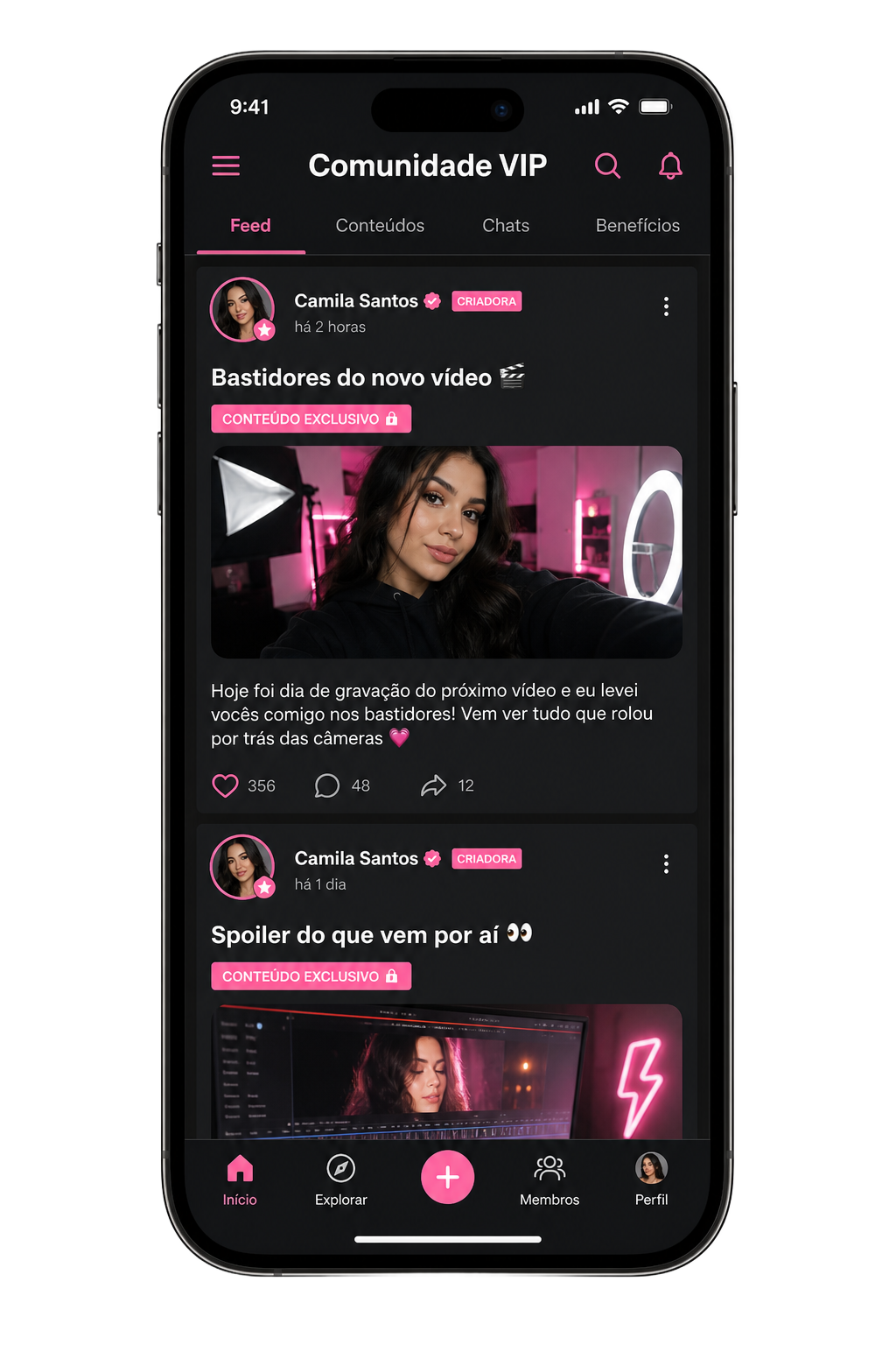 Tela do app: Comunidade VIP