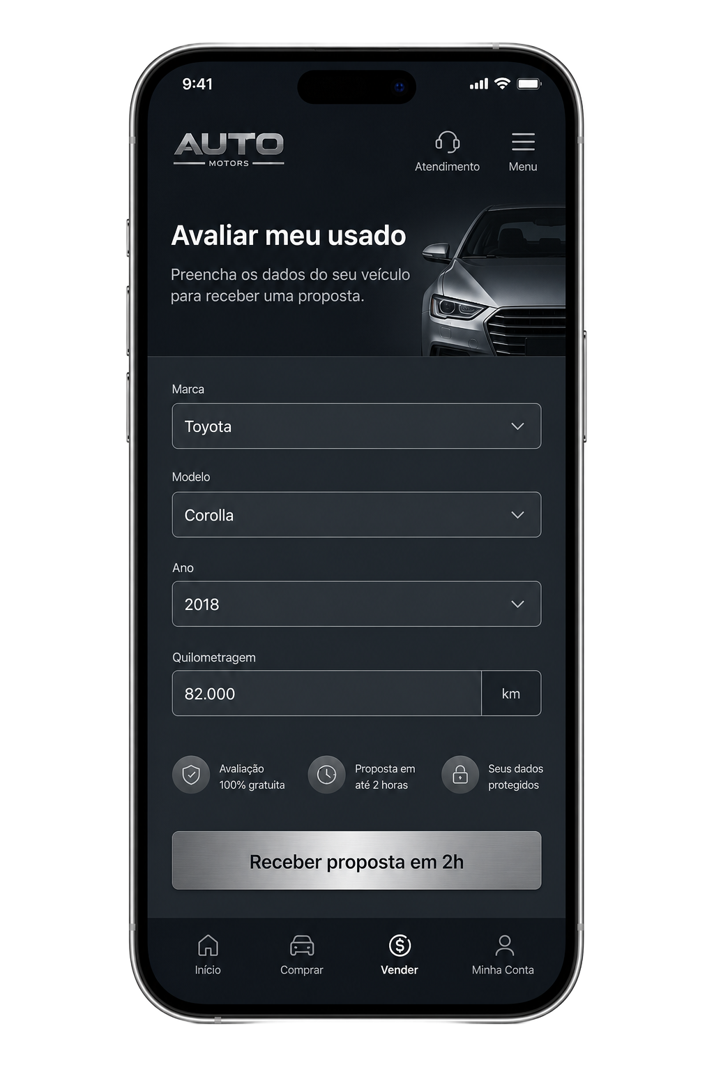 Tela do app: Avaliar meu usado