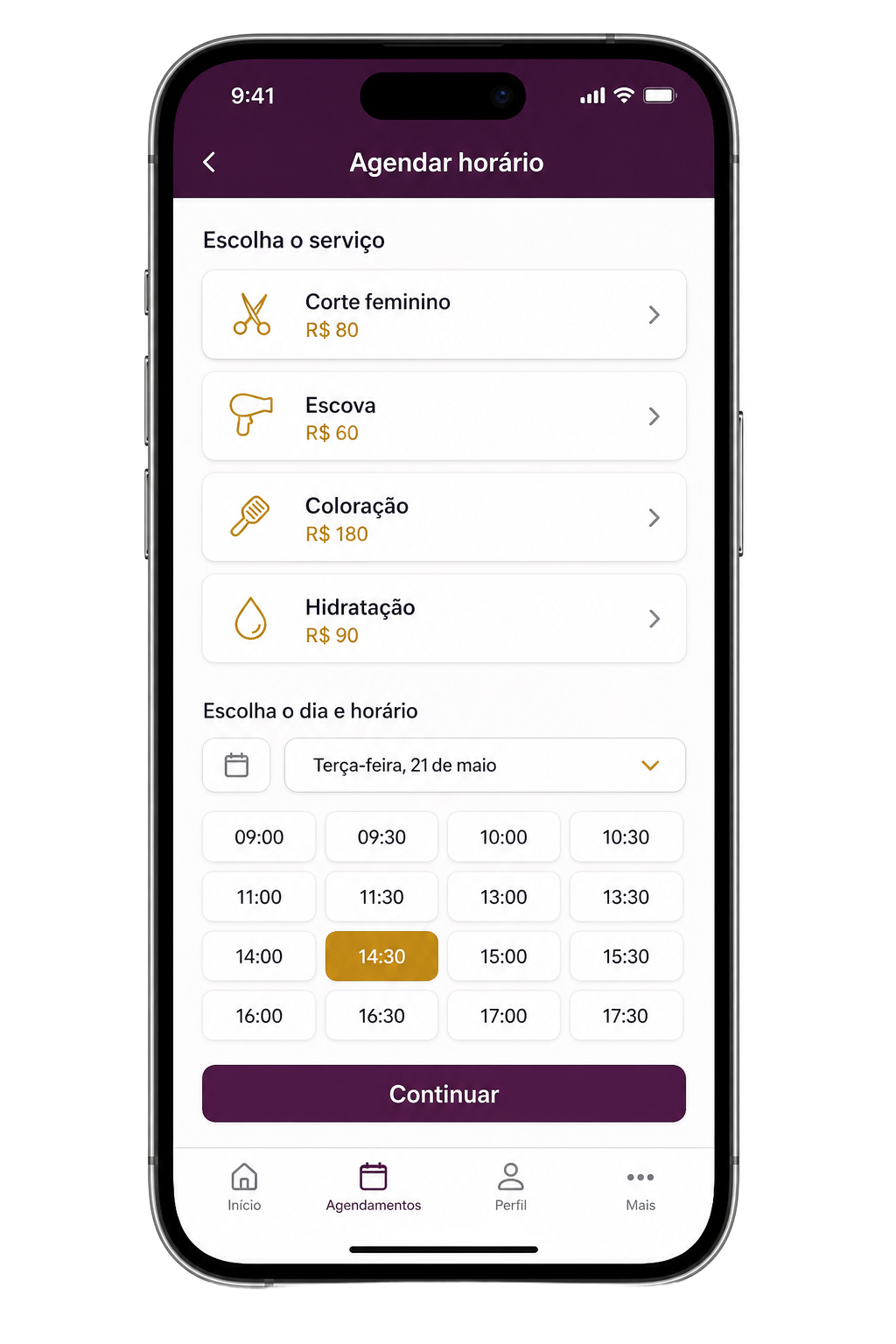 Tela do app: Agenda 24h
